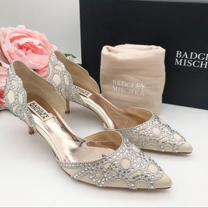 Badgley Mischka Ginny d'Orsay Pumps Ivory Bridal 7.5